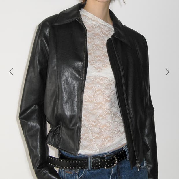 Faux leather frill jumper