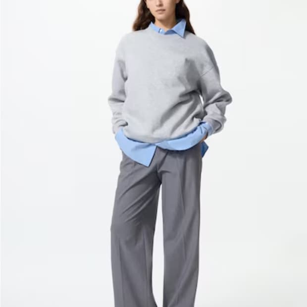 [2XL] 유니클로 탁 와이드 정장바지 슬랙스 긴기장 그레이