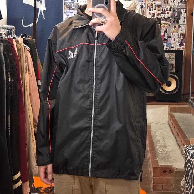 배드보이 블랙 레드 자수 올드스쿨 바람막이