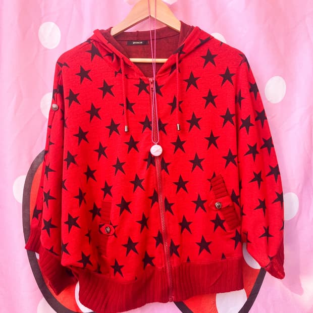 jpn 레드 별 케이프 집업