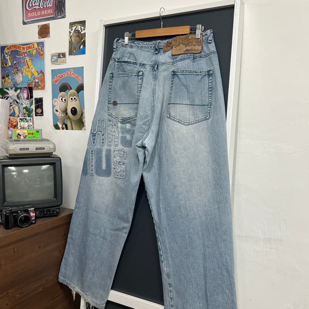 Akademiks 아카데믹 올드스쿨 와이드핏 힙합 데님 팬츠