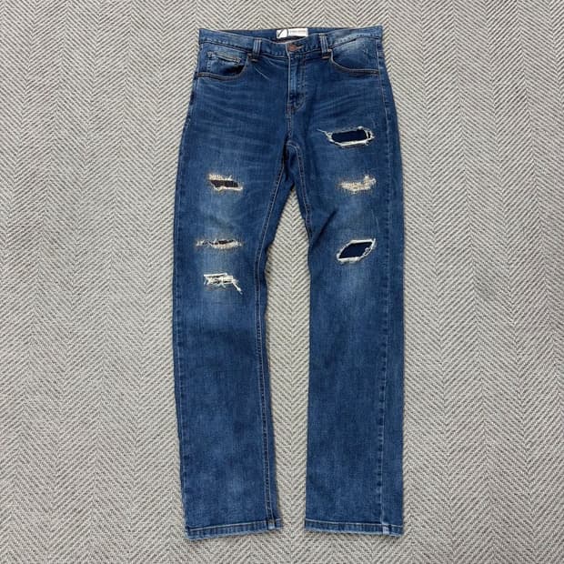 에비수 디트로이트 자수 데님팬츠 v2421