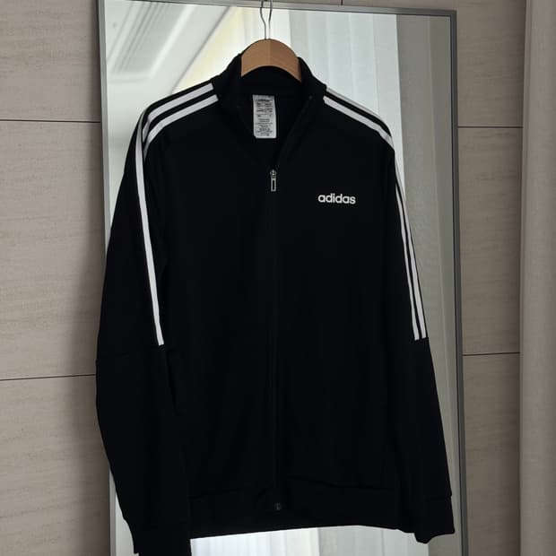아디다스 adidas 블랙 저지 트랙탑 집업 (L)