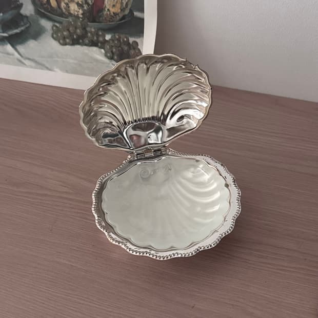 Paris 프랑스 빈티지 실버 조개 쉘 트레이