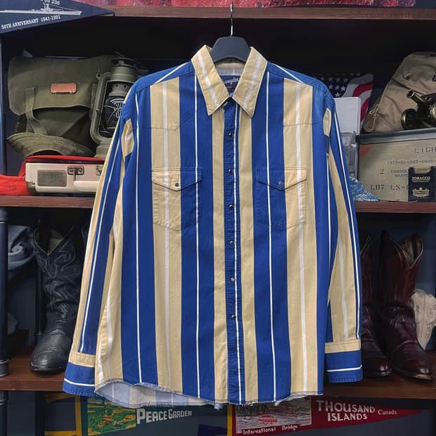 90s 랭글러 펄 스냅 멀티 스트라이프 패턴 웨스턴 셔츠 N507