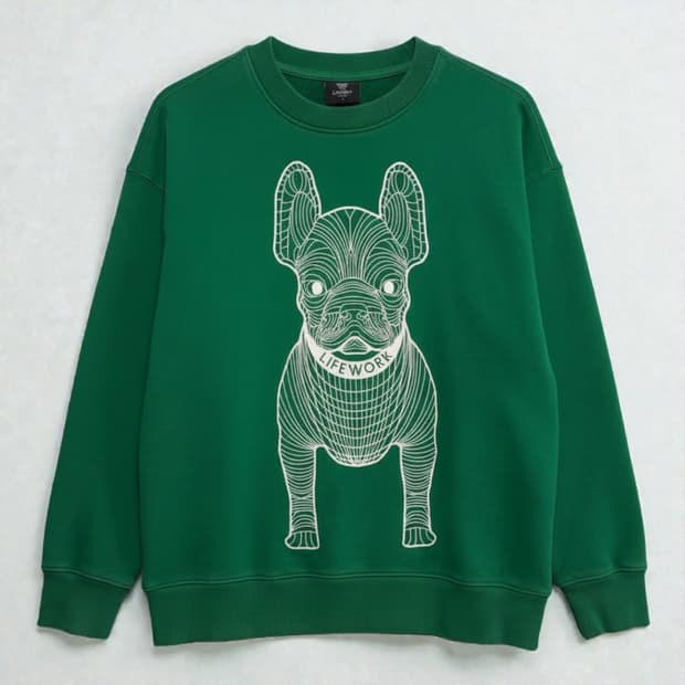 남녀공용S)LIFEWORK 라이프워크 시그니처 빅라독 맨투맨 그린