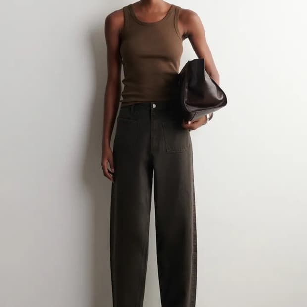 [36 새상품] COS 패치 포켓 스트레이트 레그 진 브라운