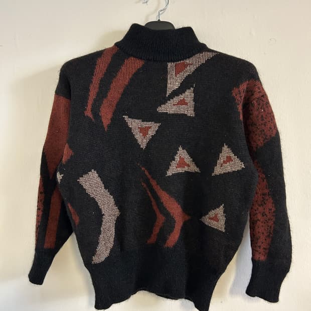 T179 90s Junko Koshino 하이넥 자카드 니트 스웨터 M