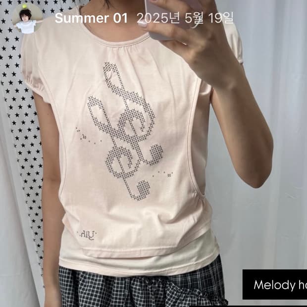 멜로디 탑 반팔 melody half sleeve (도트 스카프 포함)