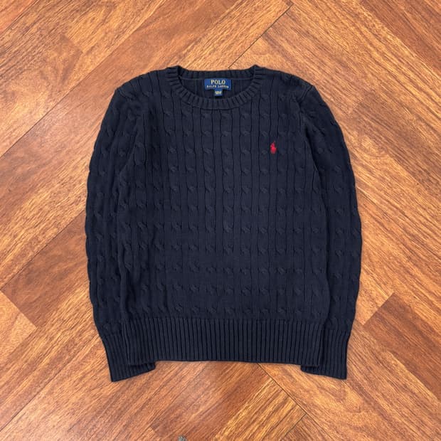 150 폴로 랄프로렌 네이비 케이블 라운드 니트 