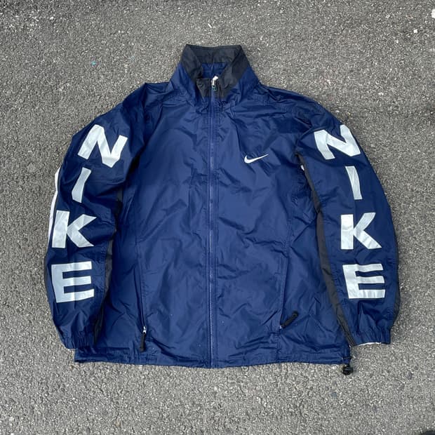 90s 나이키 대대장 스펠아웃 빅로고 트랙자켓 올드스쿨 바람막이 L