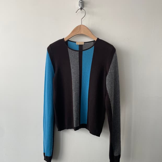 vintage cashmere 100 color-blocked knit
