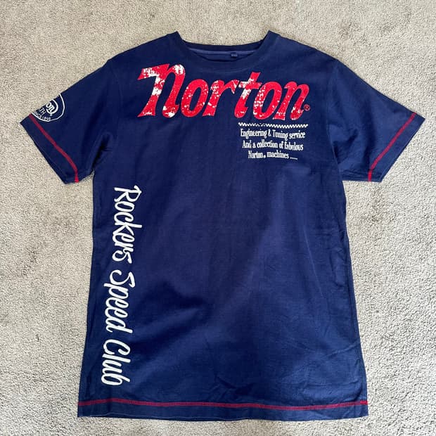 NORTON 노턴 빈티지 자수 네이비 반팔티L