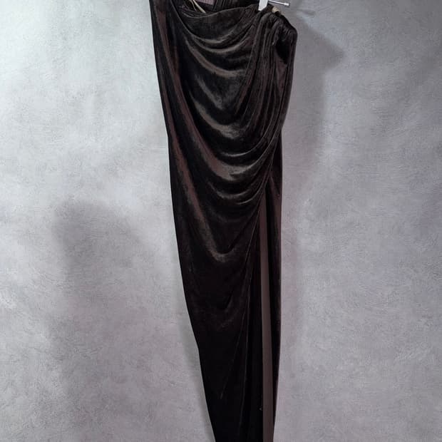 Rick Owens Draped Velvet Long Skirt