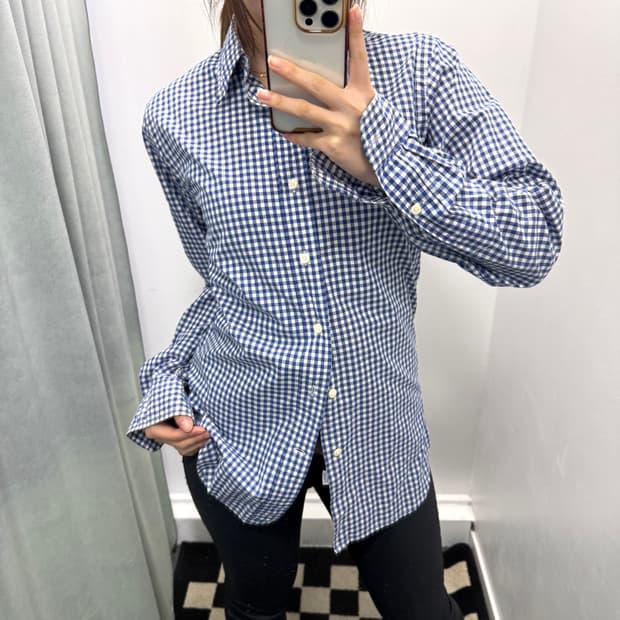 랄프로렌 블루 체크 커스텀핏 셔츠