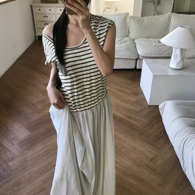vintage stripe pattern sha one-piece