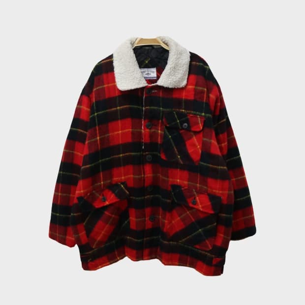 90'S DOFF HOUSE 체크 뽀글이 셔츠 자켓 63829