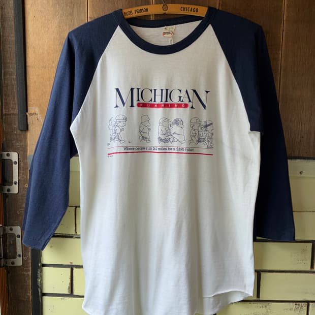 80s Michigan Running Raglan Tee USA