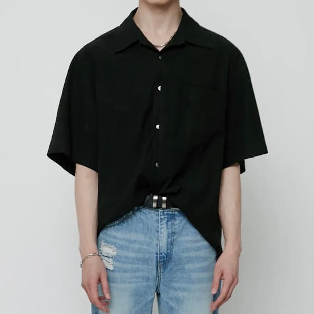 엘무드 다이브 하프 셔츠 클리어 블랙