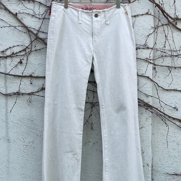 (정품)45R 인디고 자수 세미 와이드 워크팬츠