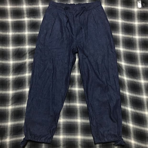 재팬 90s 핀턱 m65 믹스 와이드 데님 팬츠