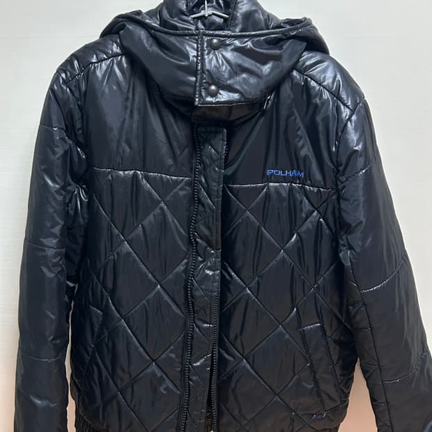 폴햄 블랙 후드 퀼팅 패딩 100
