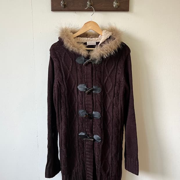 Chou 라쿤 퍼 스웨터 후드