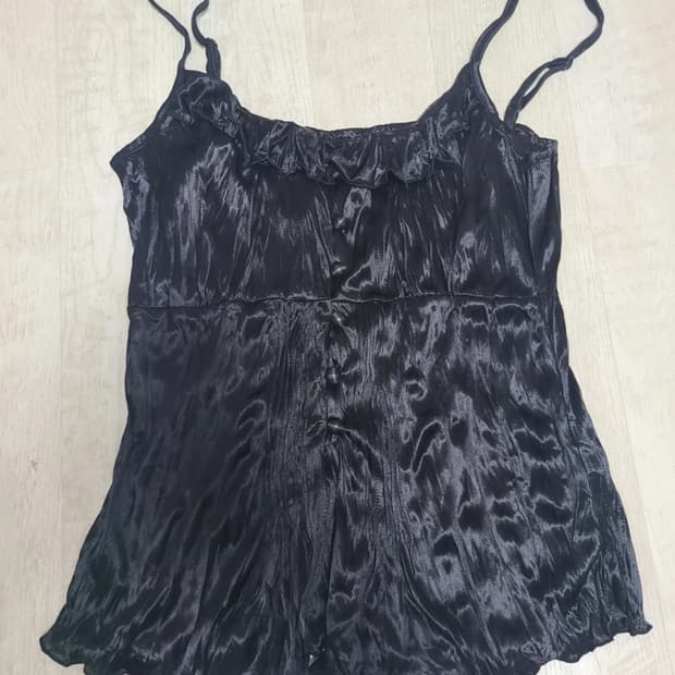 검정 링클 레이어드 나시