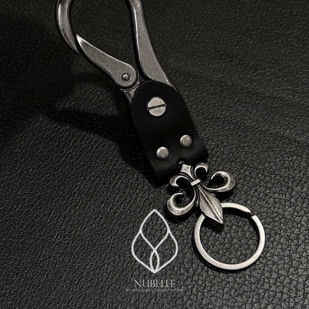 🌗 Chrome leather keyring / 크롬 소가죽 키링