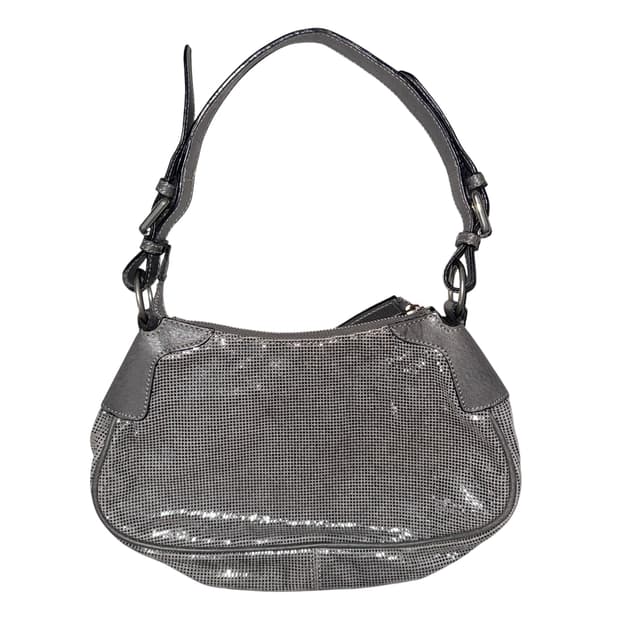 Metal Grey Leather Bag italy vintage