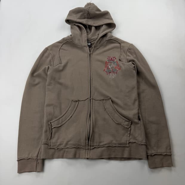 3QR 스컬 프린팅 후드집업