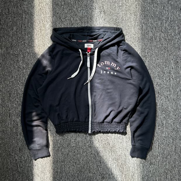 타미 진스 네이비 크롭 후드집업