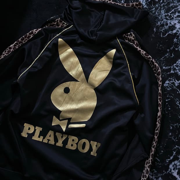 (유일매물)플레이보이 레오파드 빅로고 후드집업