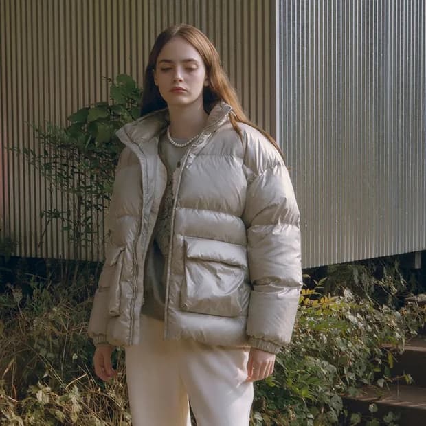 시야쥬 덕다운 글로시 하프패딩 실버그레이컬러