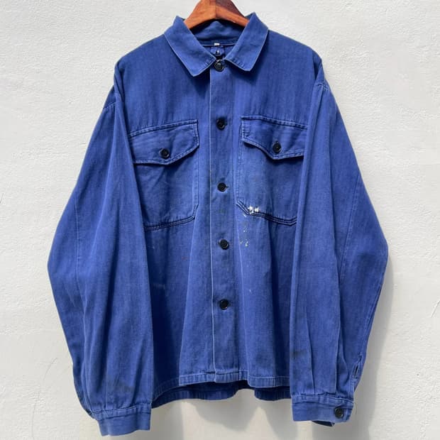 [XL]90's 빈티지 페인팅 HBT 프렌치 워크 자켓