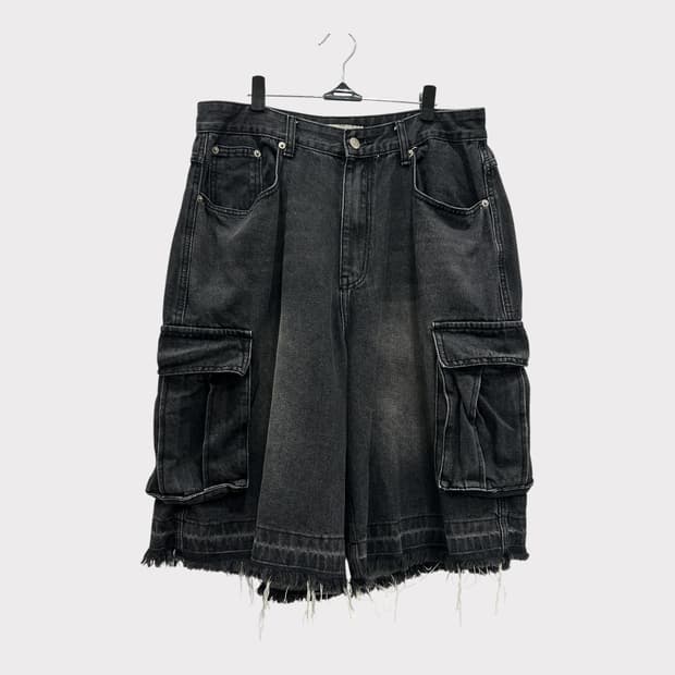 어널러코드 버뮤다 카고 하프팬츠 반바지 흑청 데님