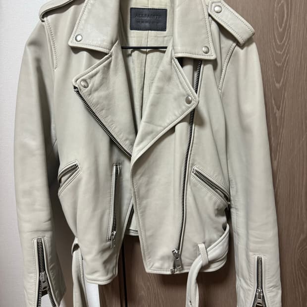 올세인츠 가죽 라이트 그레이 자켓