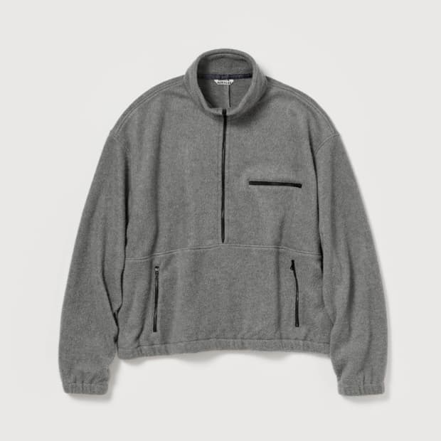 25FW 오라리 실크 후리스 하프 집업 그레이