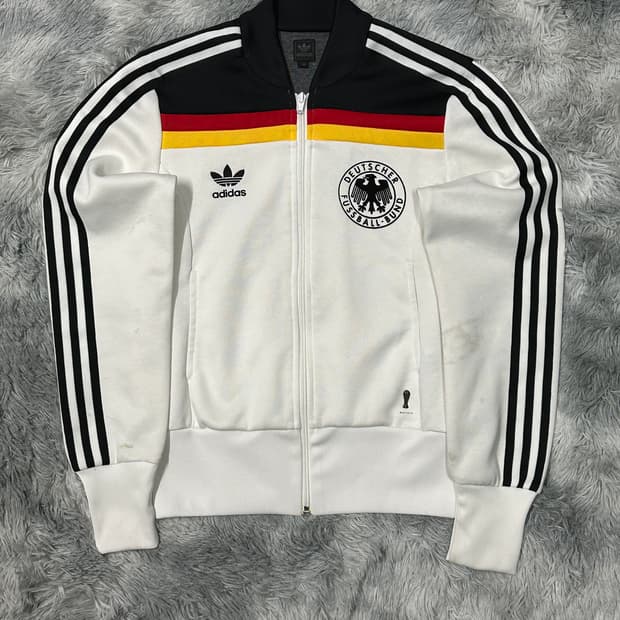 아디다스 독일 국대 트랙탑 화이트 져지 