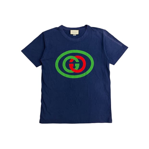(한글택) 구찌 네이비 반팔 티셔츠 (S) (실측 L-XL 정도)