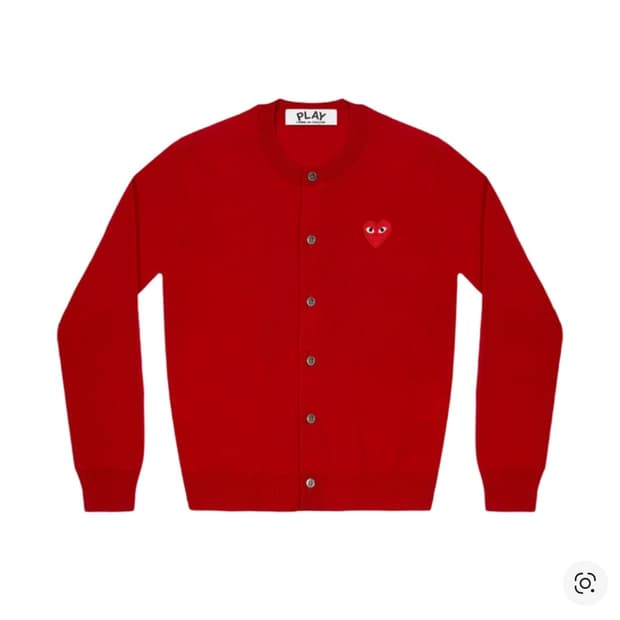플레이 꼼데가르송 라운드 넥 가디건 레드