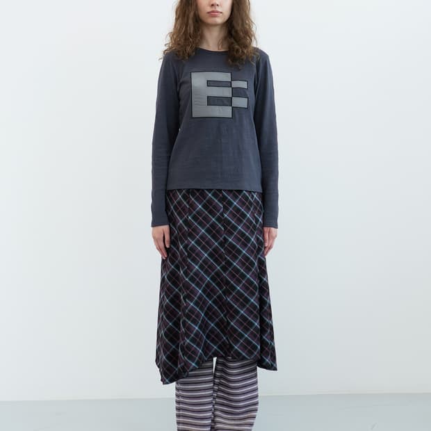 엔조블루스 클래식 체크 밴딩 스커트  (Purple Check)