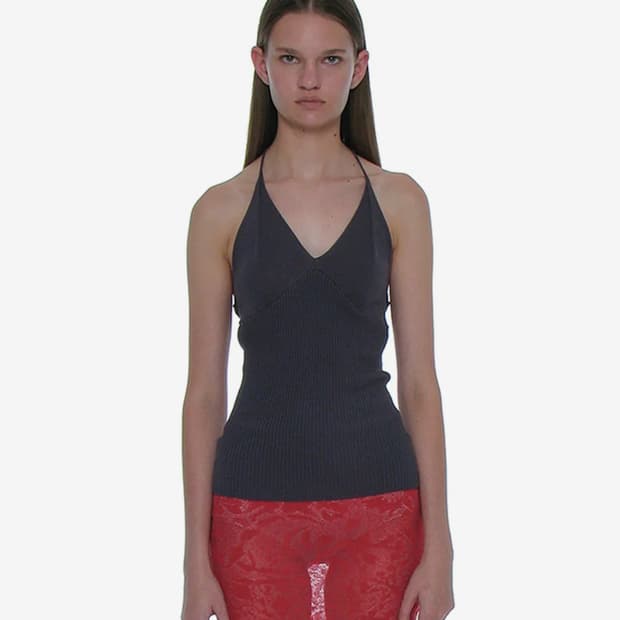 파르티멘토 멀티웨어 타이넥 슬리브리스 탑 차콜