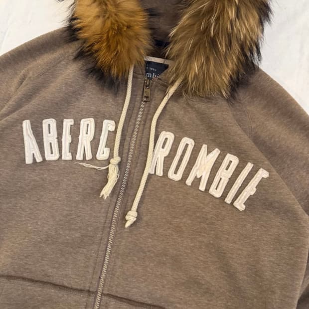 Abecrombie 아베크롬비 울프죠 퍼 후드집업 브라운