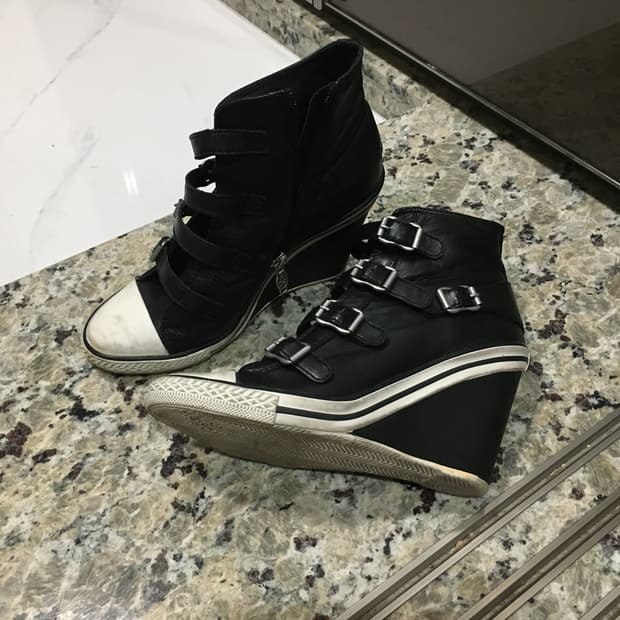 ASH 아쉬 레더 블랙 힐 스니커즈 37