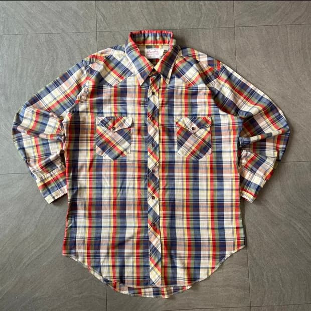 80s 80년대 미국 생산 랭글러 웨스턴 긴팔 셔츠