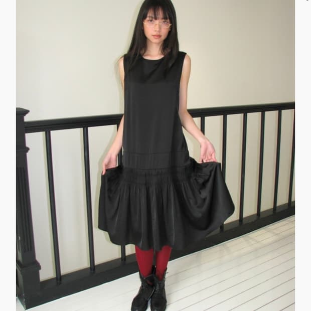 Silk wave dress (Black)