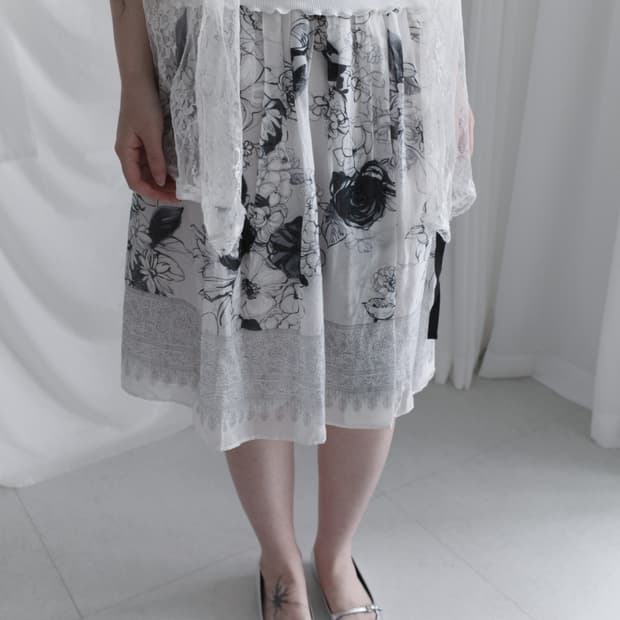 flower flared skirt