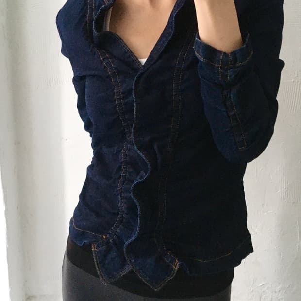 ARMANI JEANS 아르마니 진스 슬림 셔링 데님 자켓