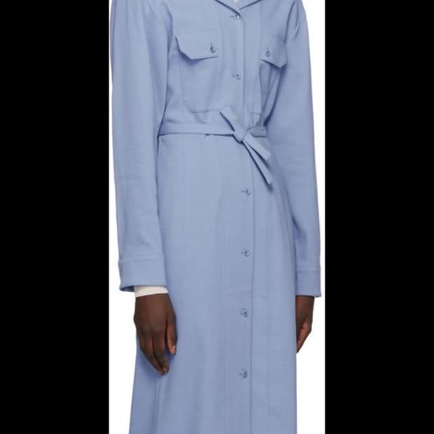 르메르 컨버터블 카라 셔츠 원피스 Bice Blue 34